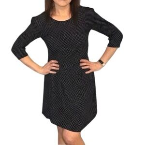 Suncoo Dress - XS - Black Polka Dot - Drop Waist 3/4 Sleeve Mini